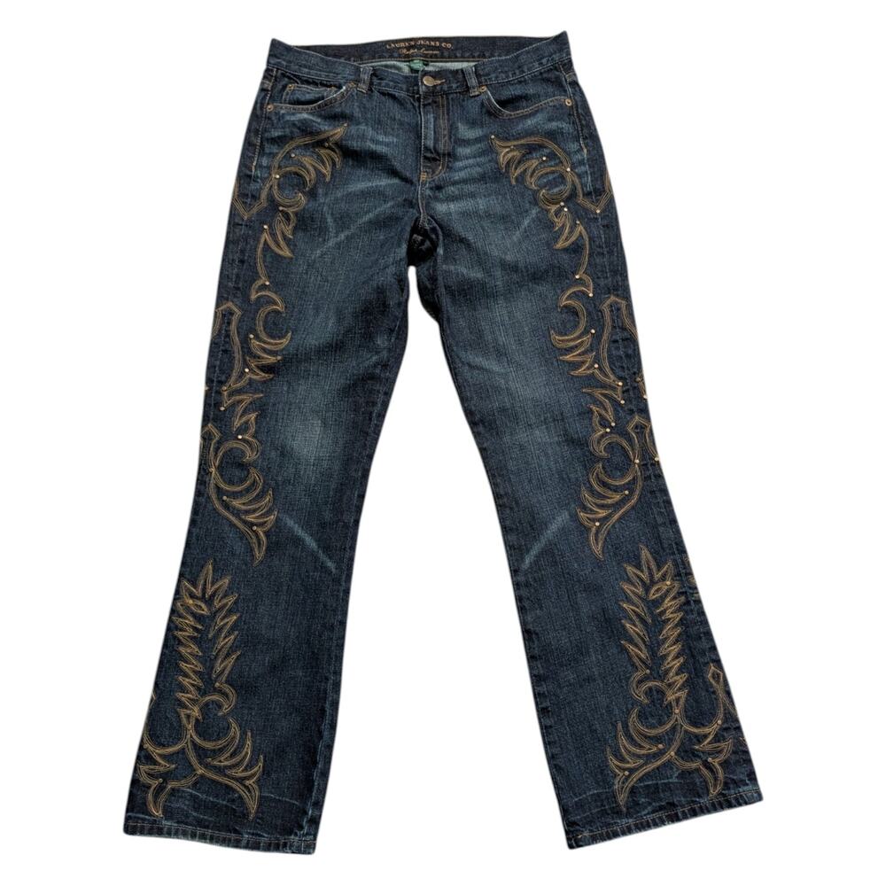 Y2K Women's Ralph Lauren Mid Rise Bootcut Western Studded Jeans